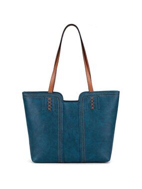 Oversized Teal Blue Tote Bag for Women Top Handle Shoulder Satchel Handbag